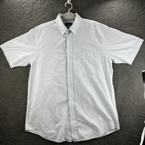 Orvis Shirt Blue White Mens Large Gingham Plaid Short Sleeve Button‎ Up Casual